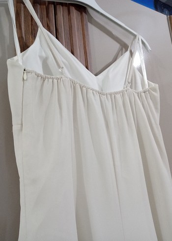 Beyaz Askılı Abiye Elbise - Görsel 5