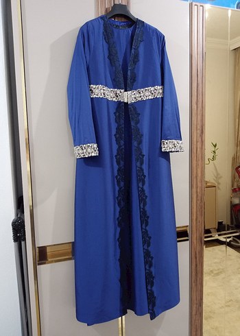 Lacivert Tafta Saten Kaftan - Görsel 2