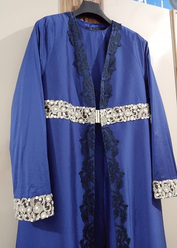 Lacivert Tafta Saten Kaftan - Görsel 4