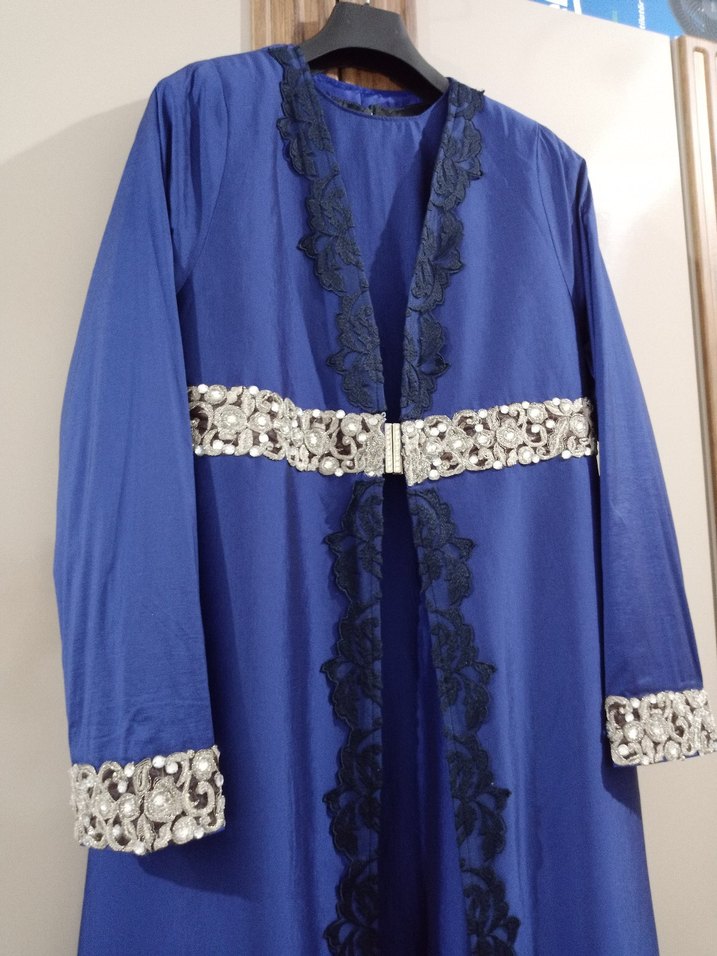 Lacivert Tafta Saten Kaftan - Görsel 4