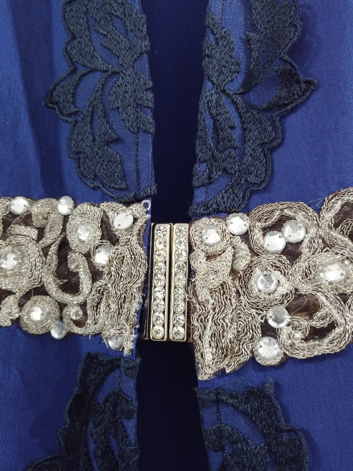 Lacivert Tafta Saten Kaftan - Görsel 3