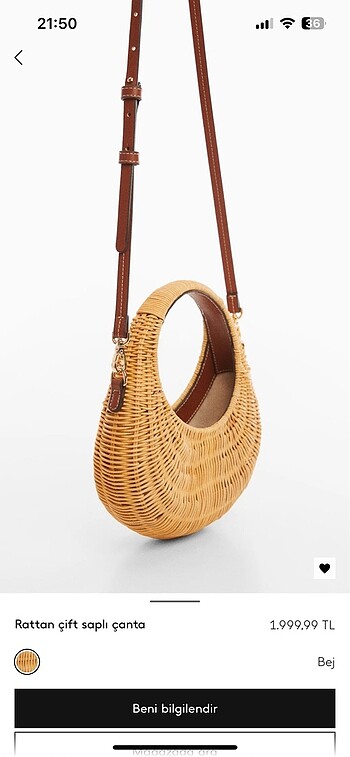 Beden Mango rattan çanta