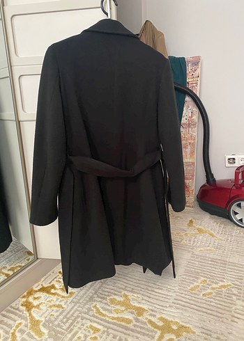 Diğer Düğmeli Siyah Midi Kadın Kaban