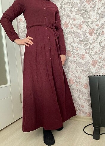 Kadife bordo 36 uzun gömlek elbise