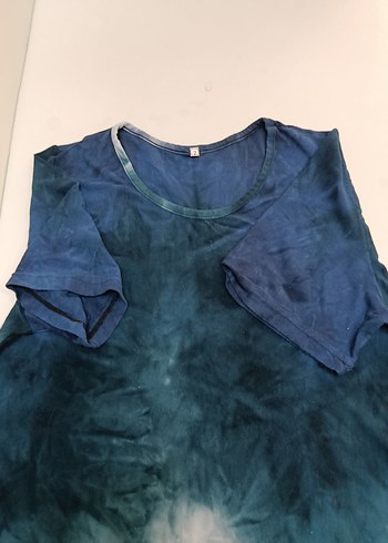 m Beden Lacivert Batik Desenli t-shirt