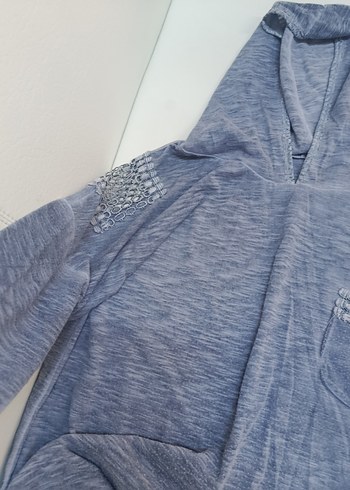 l Beden Gri Kapüşonlu Uzun Kollu Kadın Sweatshirt