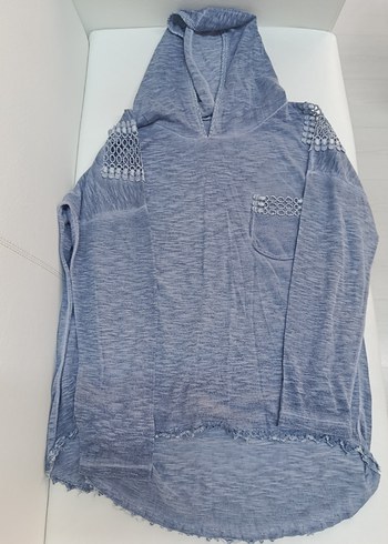 Diğer Gri Kapüşonlu Uzun Kollu Kadın Sweatshirt