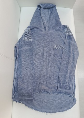 Gri Kapüşonlu Uzun Kollu Kadın Sweatshirt