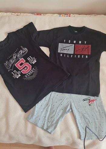 Siyah Baskılı Erkek cocuk Mini Şortlu Pijama Takımı