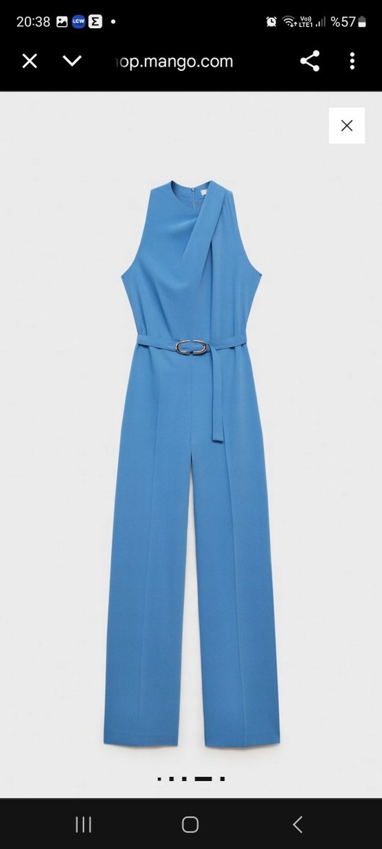 Mavi Kemerli Uzun Kadın Tulum - Görsel 2