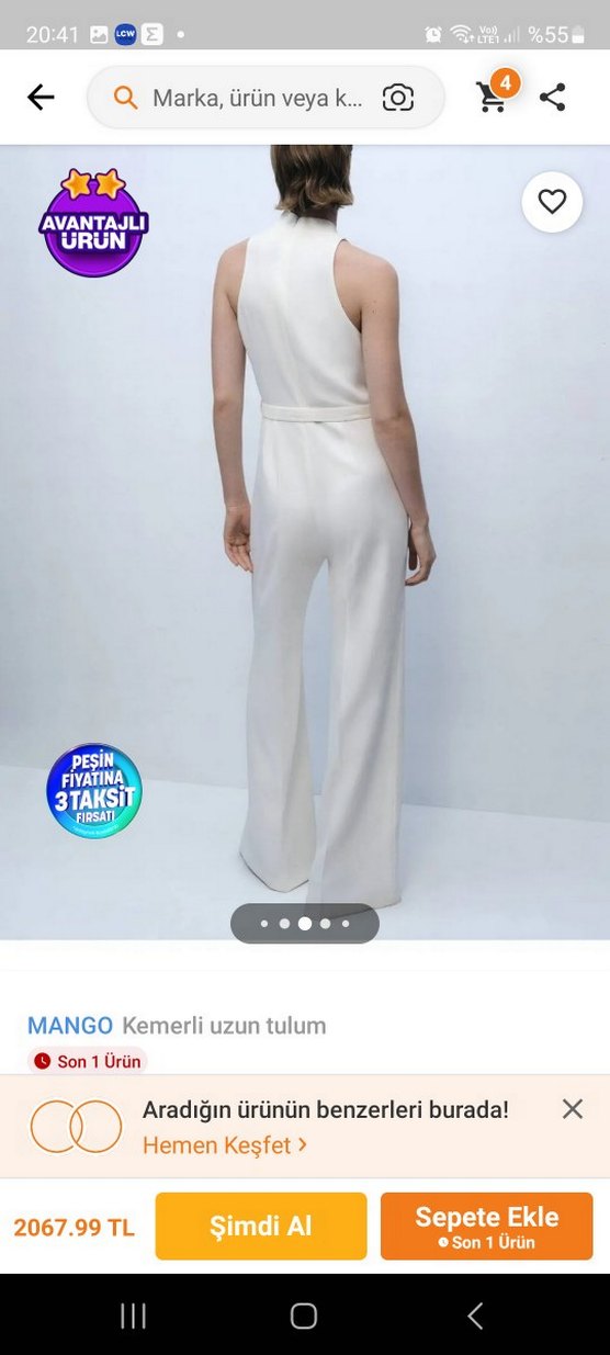 Mavi Kemerli Uzun Kadın Tulum - Görsel 4