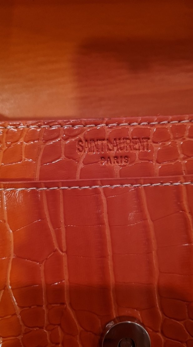 Turuncu Yılan Derisi Desenli Zincir Detaylı Deri Çanta - Görsel 3