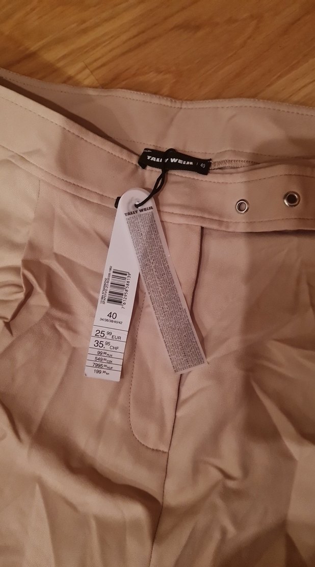 Bej Kadın Kumaş Pantolon, Kemerli, Midi Boy - Görsel 4