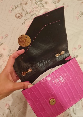 Pembe Deri Zincir Detaylı Yılan Desenli Kadın Çanta - Görsel 6