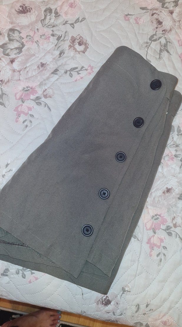 Düğmeli Gri Kadın Mini şort  Etek - Görsel 3