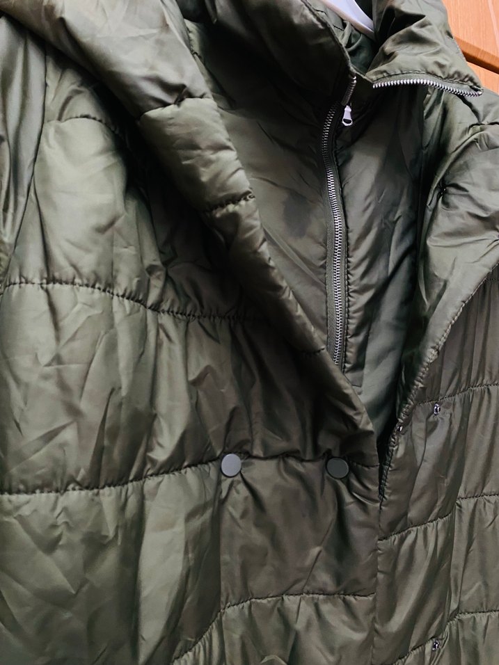 Düğmeli, Midi Boy Haki Kadın Kışlık Mont - Görsel 2