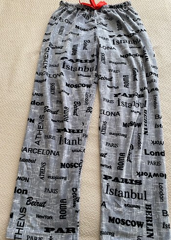 Gri Baskılı Rahat Kadın Pantolon - Görsel 2