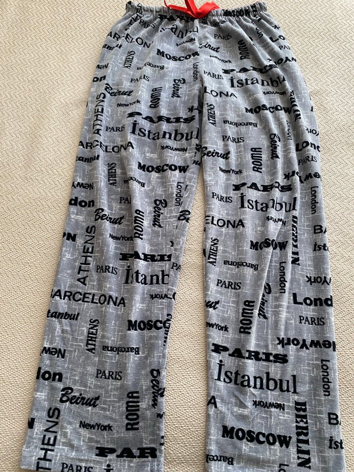 Gri Baskılı Rahat Kadın Pantolon - Görsel 2