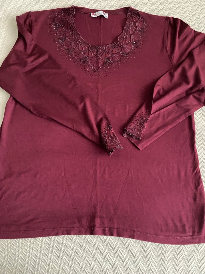 Dantel İşlemeli Bordo Kadın Bluz - Görsel 2