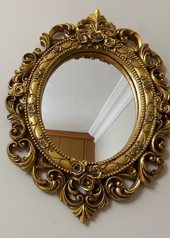 Parlak Altın Oval Dekoratif Ayna - Görsel 2