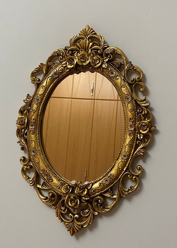 Parlak Altın Oval Dekoratif Ayna - Görsel 3