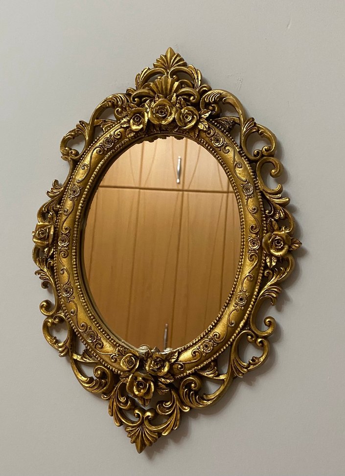 Parlak Altın Oval Dekoratif Ayna - Görsel 3