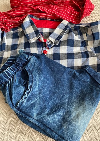 Renkli Bohem Erkek Bebek Denim Takım - Görsel 2