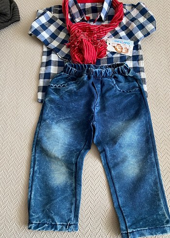 Renkli Bohem Erkek Bebek Denim Takım - Görsel 3