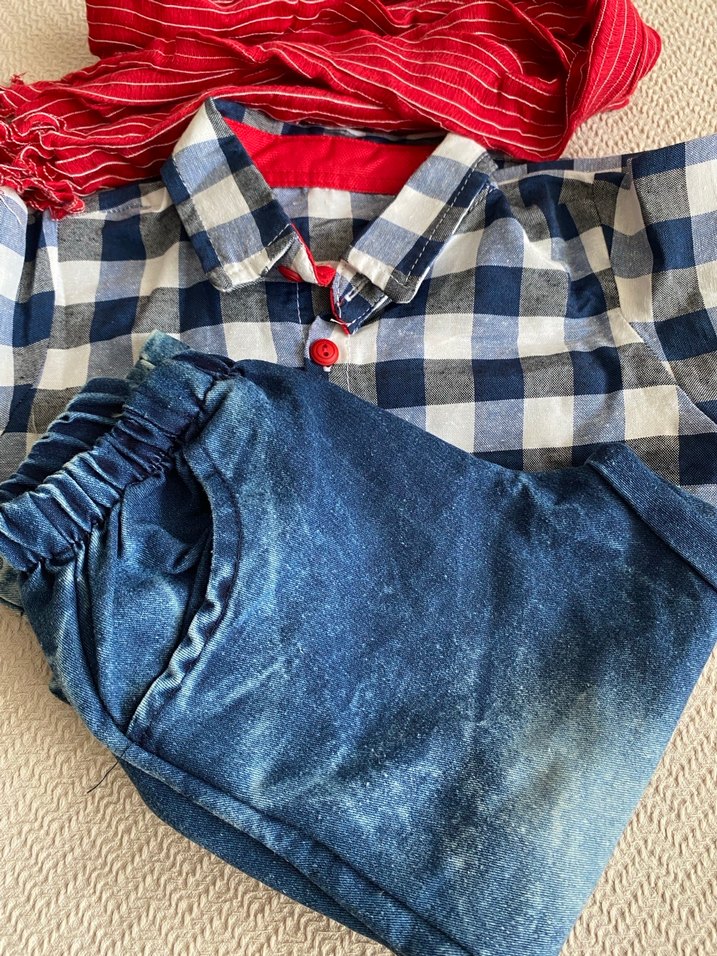 Renkli Bohem Erkek Bebek Denim Takım - Görsel 2