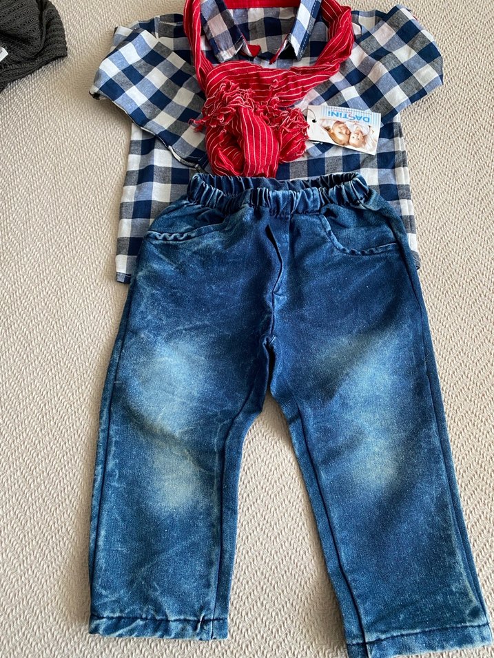 Renkli Bohem Erkek Bebek Denim Takım - Görsel 3