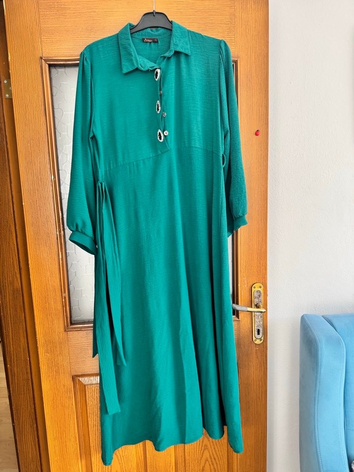 Nakışlı Turkuaz Uzun Kollu Tunik - Görsel 5