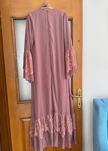 Pembe Nakışlı Uzun Bohem Elbise - Görsel 6