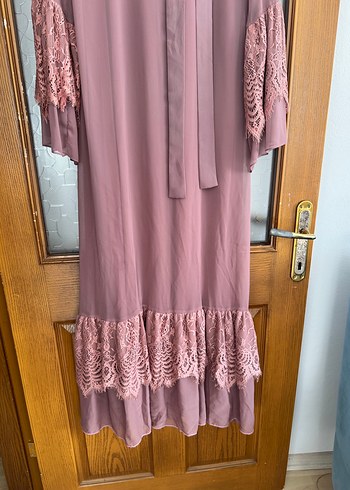 Pembe Nakışlı Uzun Bohem Elbise - Görsel 2