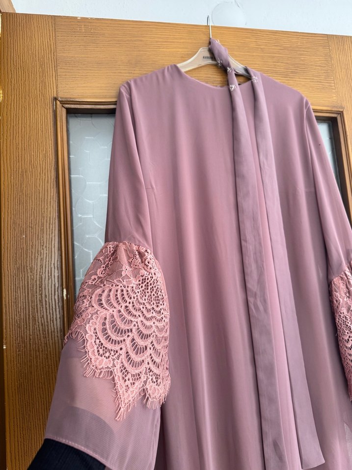 Pembe Nakışlı Uzun Bohem Elbise - Görsel 3