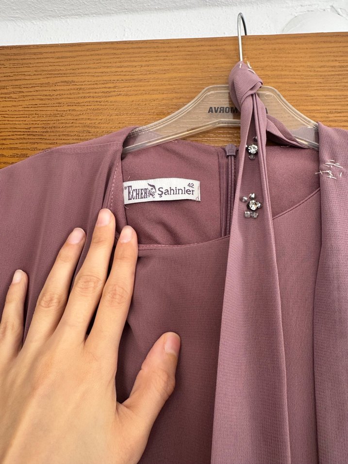 Pembe Nakışlı Uzun Bohem Elbise - Görsel 5