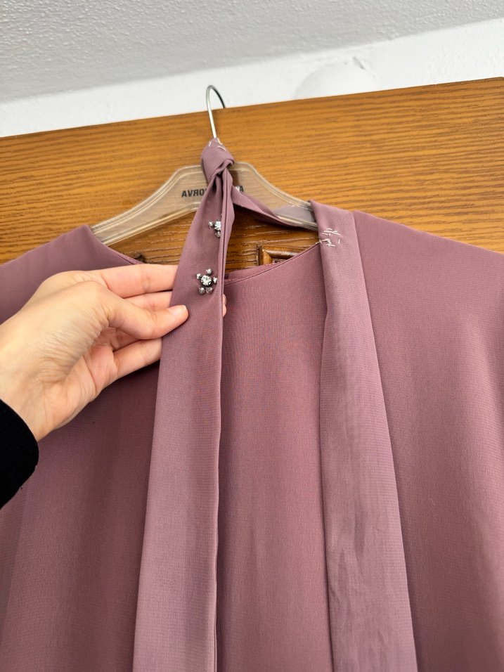 Pembe Nakışlı Uzun Bohem Elbise - Görsel 4