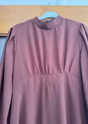 Kahverengi Uzun Kollu Uzun Elbise - Görsel 8