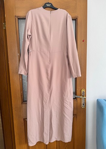 Bej Drapeli Kadın Uzun Abiye Elbise - Görsel 5