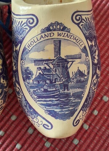 American Vintage Hollanda malı ahşap oyma seramik kaplama minyatür ayakkabı