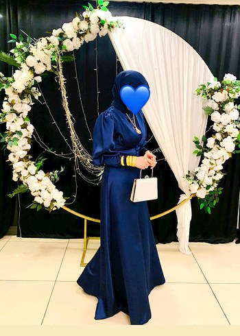 Uzun Kol Drapeli Lacivert Kadın Elbise - Görsel 2