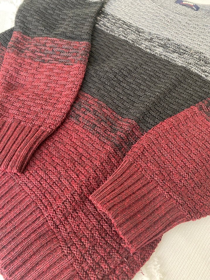 Renk Bloklu Erkek Triko Kazak - Görsel 3