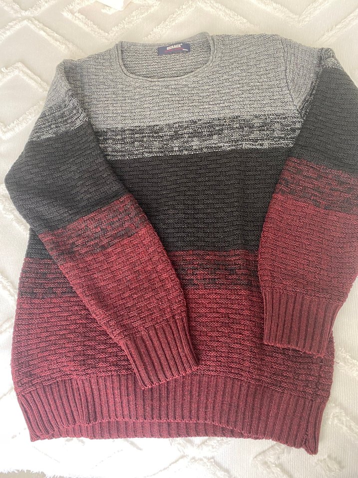 Renk Bloklu Erkek Triko Kazak - Görsel 2