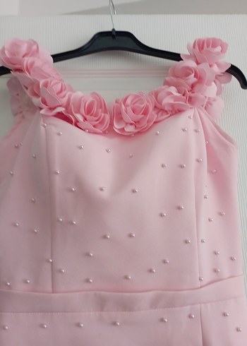 Abiye Pembe Straplez Uzun Abiye Elbise