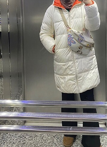 s Beden beyaz Renk Çift taraflı şişme mont