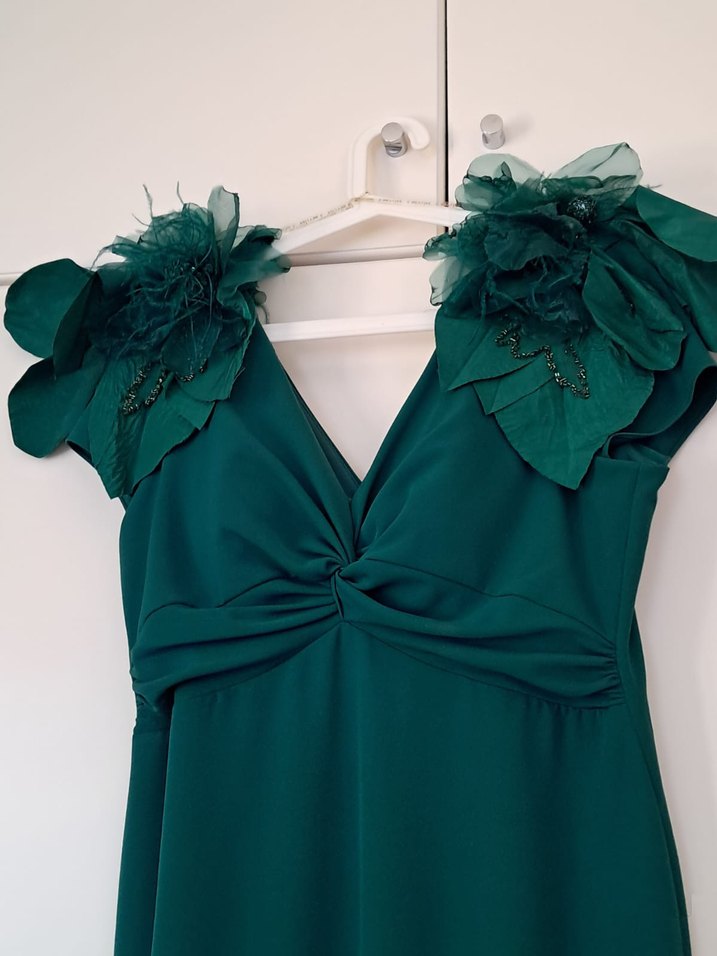 Yeşil Drapeli Uzun Abiye Elbise - Görsel 2