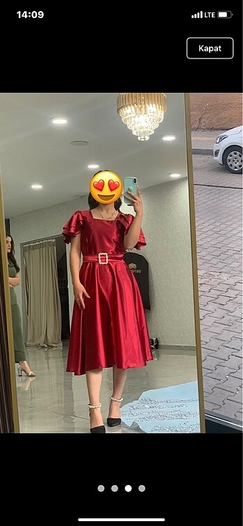 36 Beden Saten bordo elbise