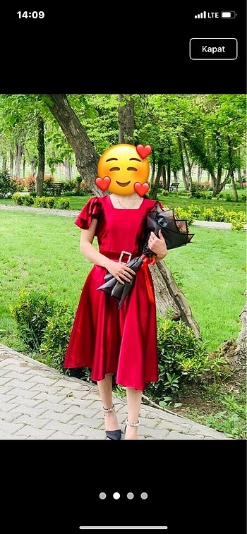 Alfabeta Saten bordo elbise