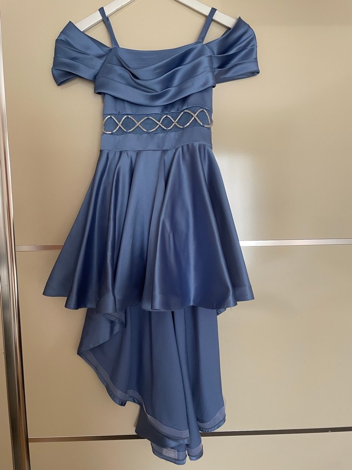 Drapeli Lacivert Uzun Abiye Elbise - Görsel 2