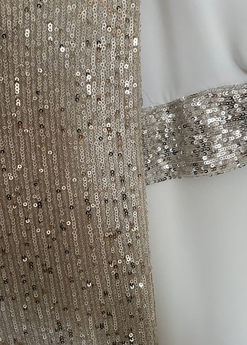 Uzun Kollu Beyaz Drapeli Kadın Elbise - Görsel 4