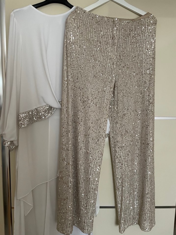 Uzun Kollu Beyaz Drapeli Kadın Elbise - Görsel 2